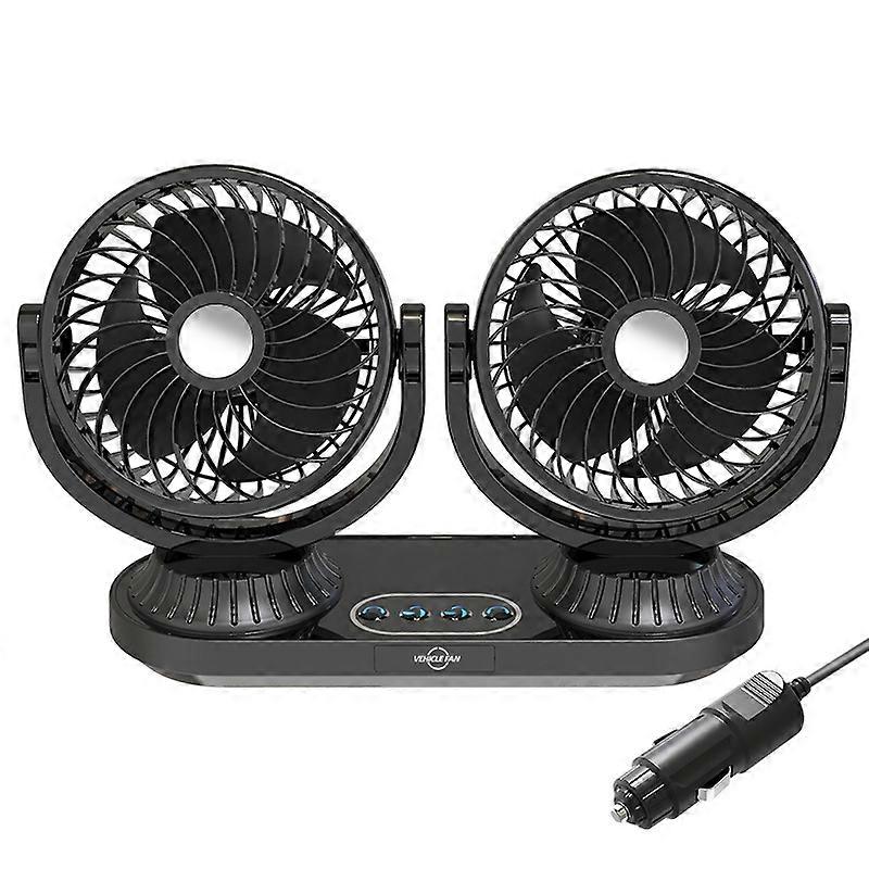 F623 12V/24V Vehicle Electric Oscillating Head Rotatable Double Head Fan (Basic)