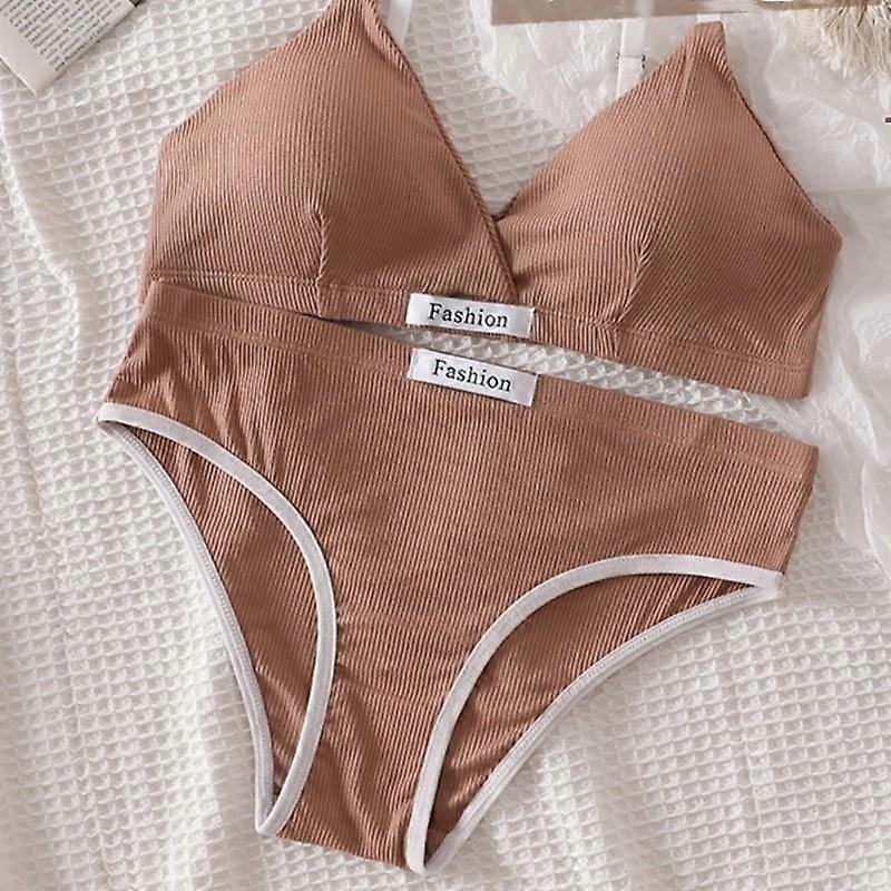 Women's Wire-Free Bra and Panty Set - Cotton Blend
