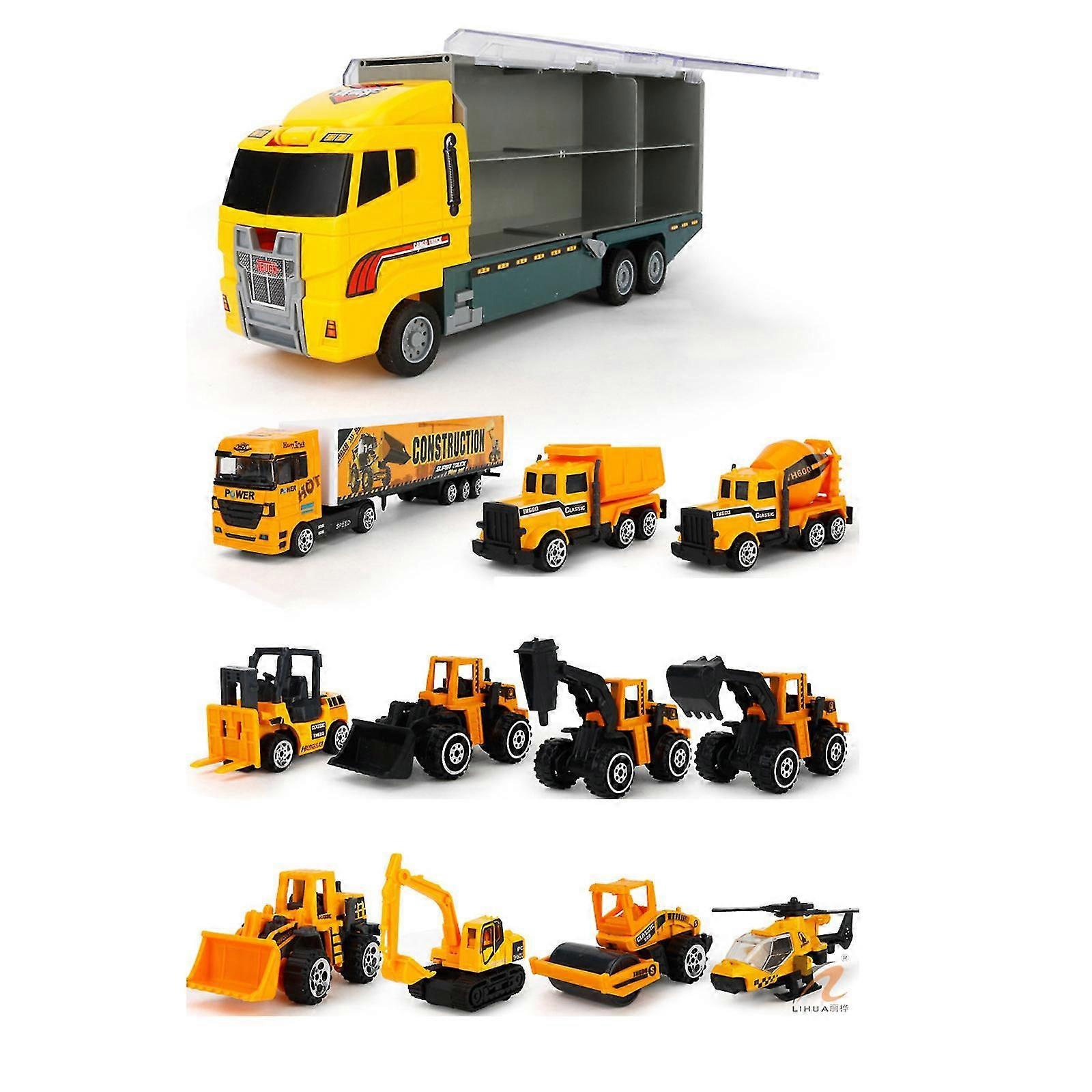 11 in 1 transportwagen, gegoten constructie vrachtwagen voertuig auto speelgoedset spelen voertuigen
