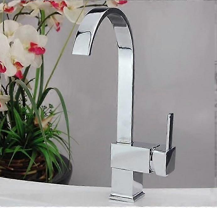 回転滝キッチン蛇口クロームブラス30cm