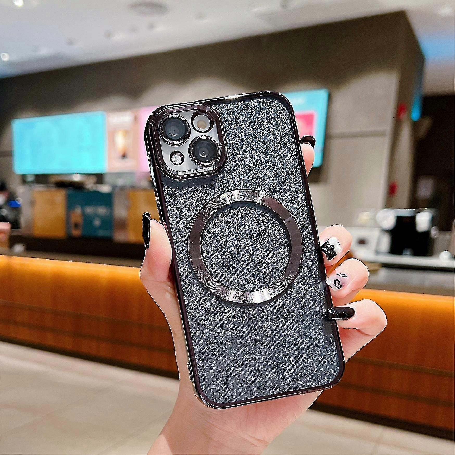 Glitter Magnetic Magsafe Case Compatible Iphone 14 Pro Max/14 Pro/14 Plus With Camera Lens Protector