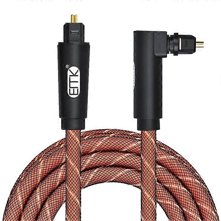 EMK 90 Degree Swivel Adjustable Right Angled 360 Degrees Rotatable Pulg Nylon Woven Mesh Optical Audio Cable 1m(Orange)