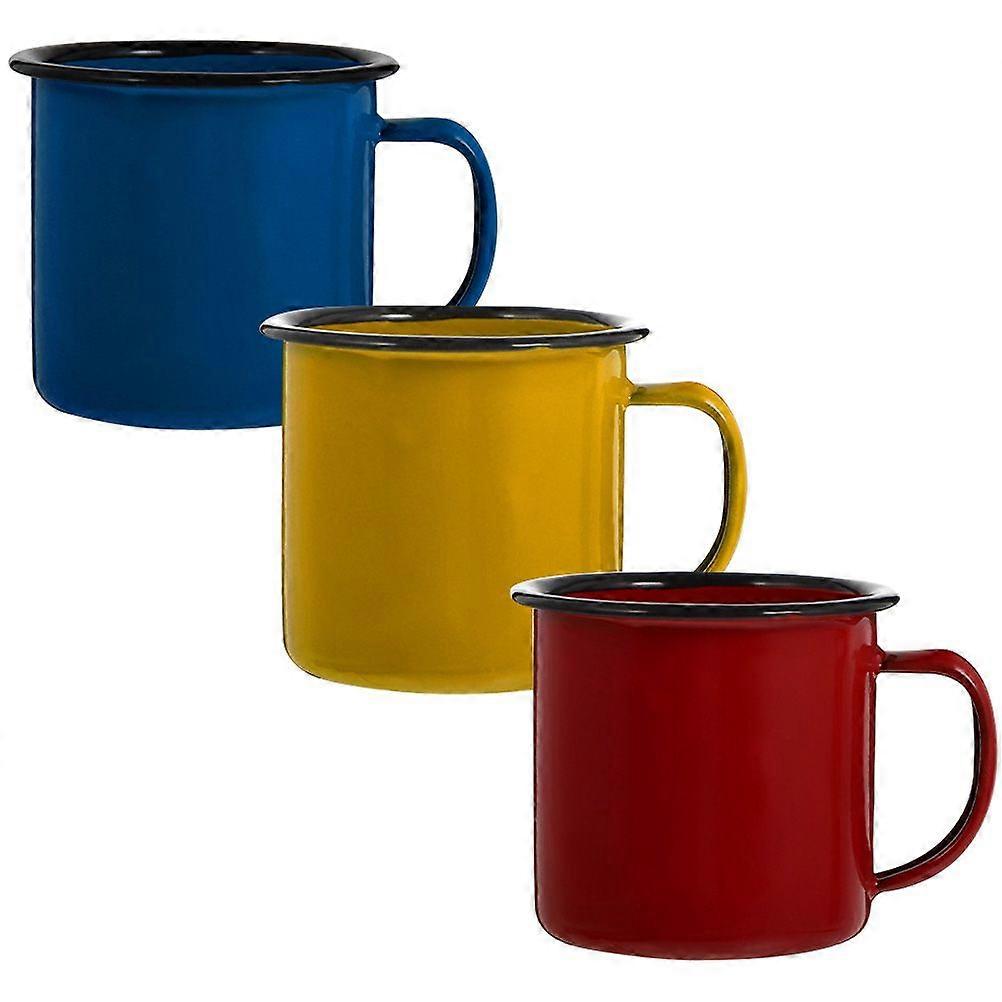 3Pcs Colorful Enamel Mugs Simple Style Enamel Mugs Enamel Handheld Water Cups for Home