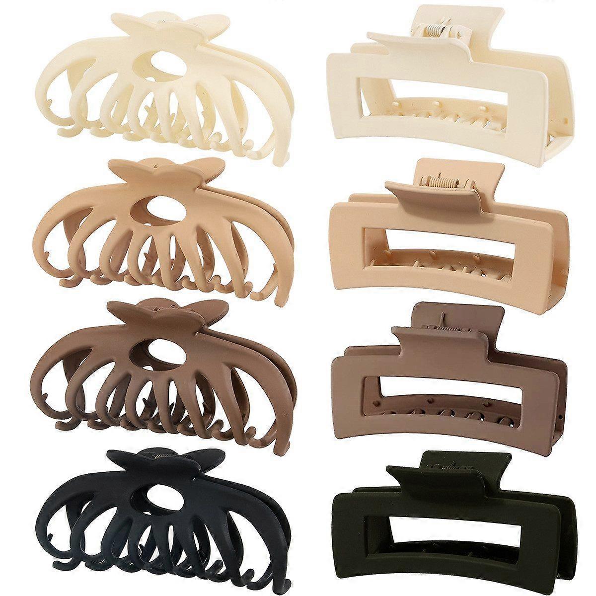 Ladies hair clips set 8 pcs 2 styles 4 colors fashionable non-slip matt trendy designs