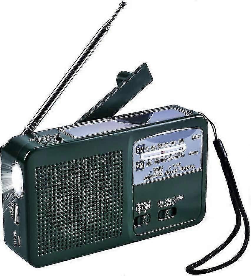 Hand Crank Dynamo Radio Solar Radio Multifunction Emergency Radio with LED Light Siren Battery Porta