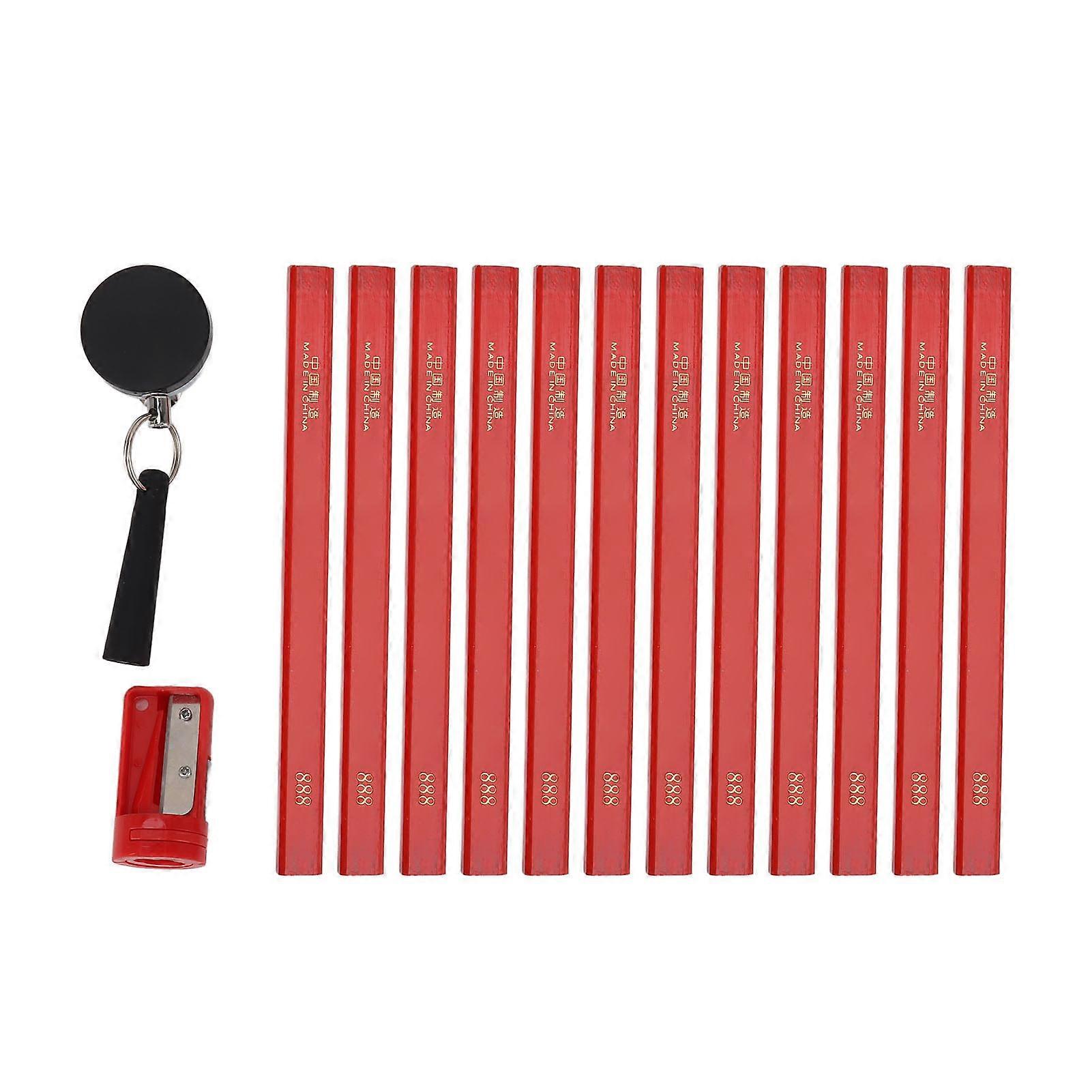 7 Inches Carpenter Pencil Set Octagonal Mark Pencils with Sharpener Retractable Pen Holder for Woodworking Construction