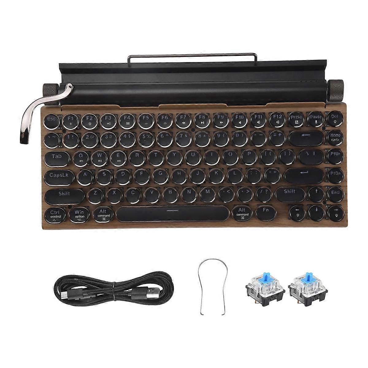 Retro Typewriter Keyboard Wireless Bluetooth Mechanical Keyboards 83 Keys Computer Keyboard for Lap