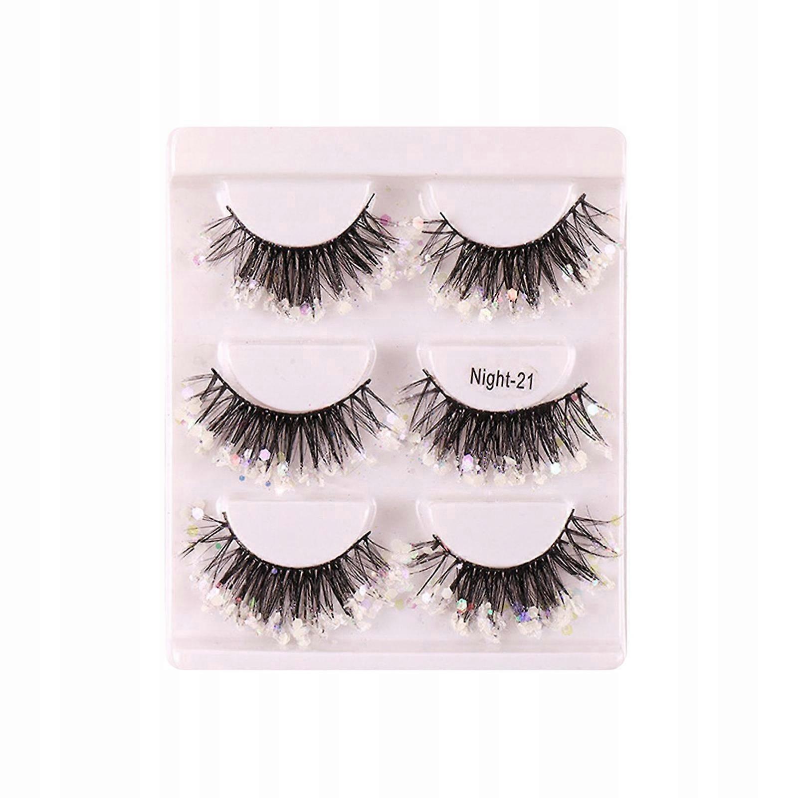 3 Pairs Luminous Sequins False Eyelashes Colorful