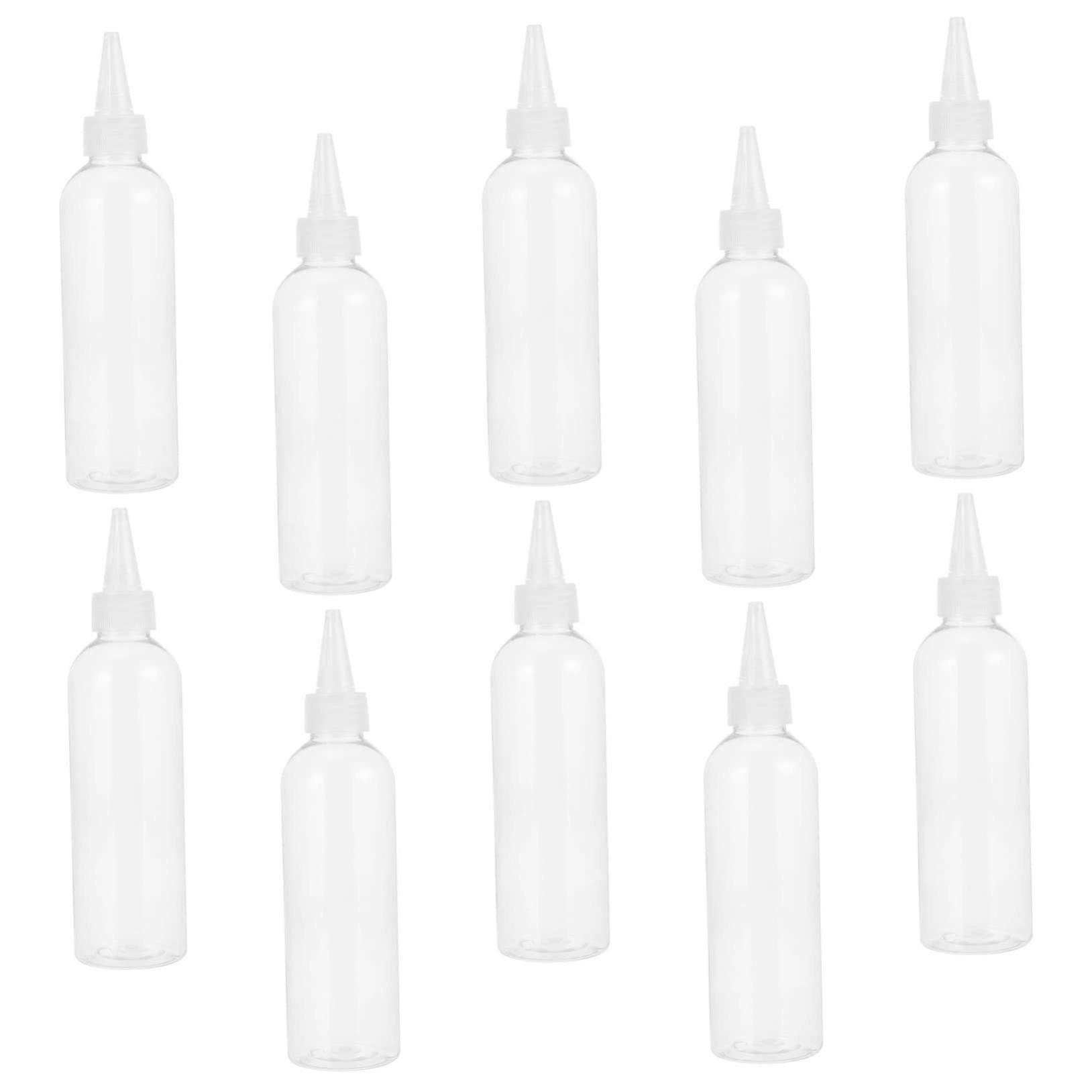 Cosmetics Applicator Bottle Set 10pcs 200ml Plastic Squeeze Bottles with Pointed Spouts for Hairdressing and Beauty Applications