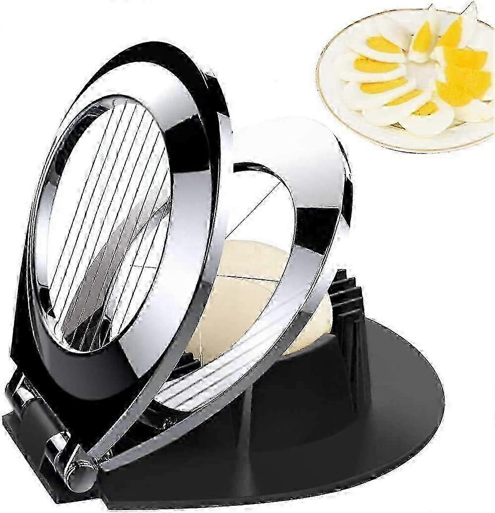 Heavy-Duty Egg Slicer for Boiled Eggs and Strawberry Garnishing with Stainless Steel Wire and Three Different Slicing Options Dishwasher Safe