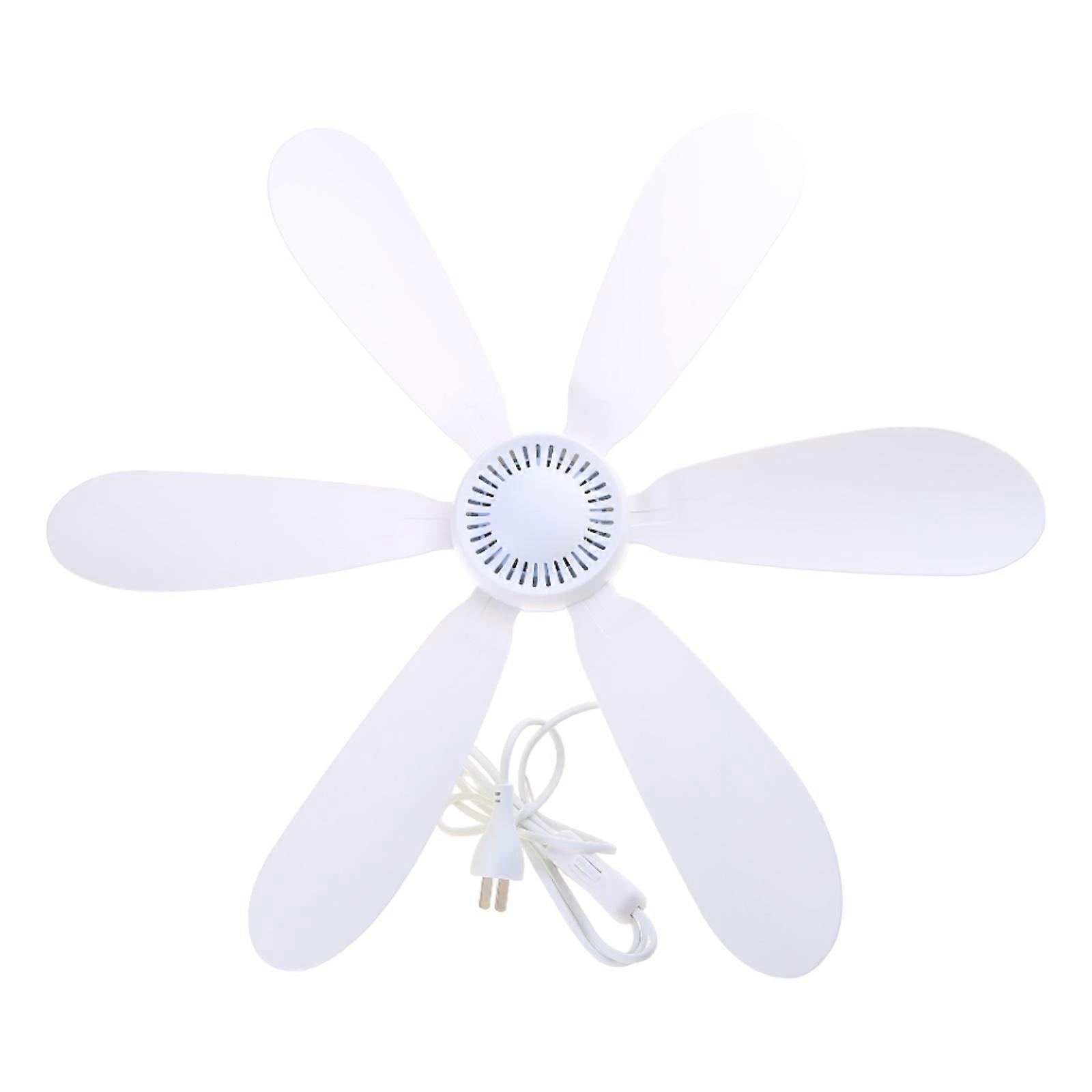 US Plug one speed Soft Wind 220V 20W 6 Flabellums Ceiling Fan 20.4in Quiet Hanging Fan for Bedroom and more White