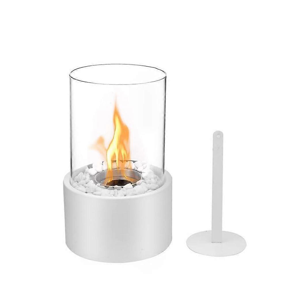 Outdoor Fire Pit Table Top Portable Fire Bowl Pot Ethanol Fireplace Ventless White