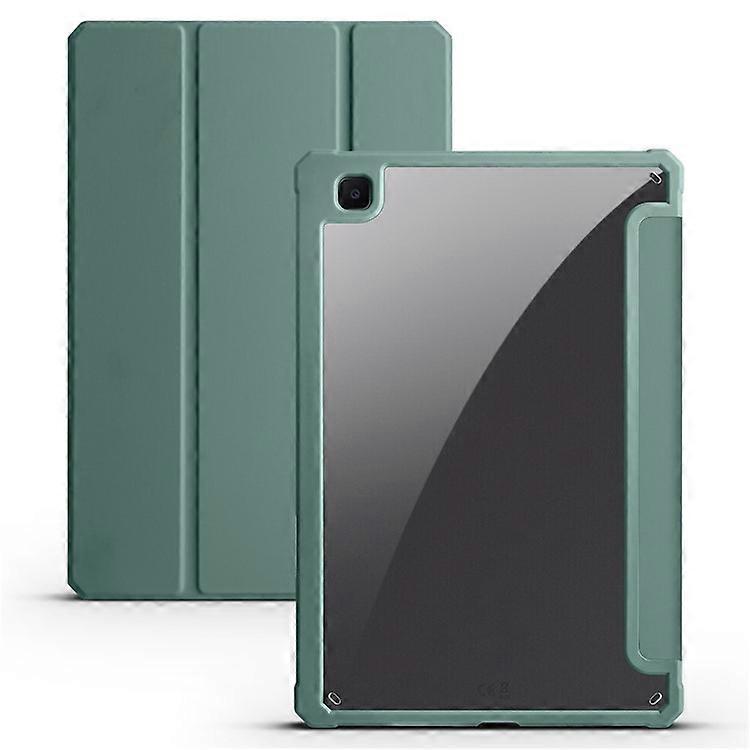 Compatible For Samsung Galaxy Tab S6 Lite / Tab S6 Lite (2022) PU Leather Tri-fold Stand Cover Soft TPU Transparent Acrylic Back T