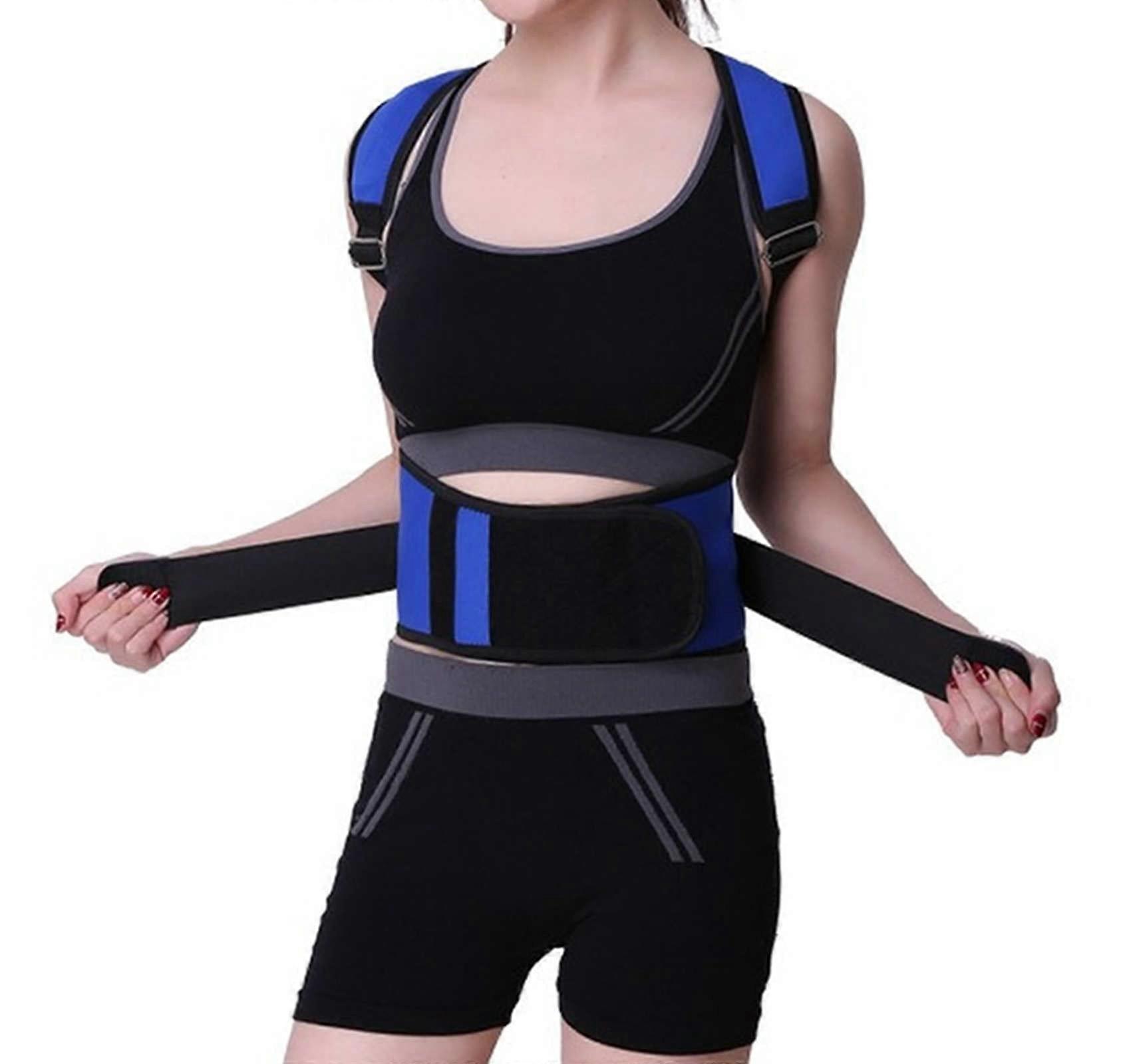 Posture Corrector Back Support Static Soft and Breathable Adults for Men Women AntiHunchback with Magnet (L,Blue)