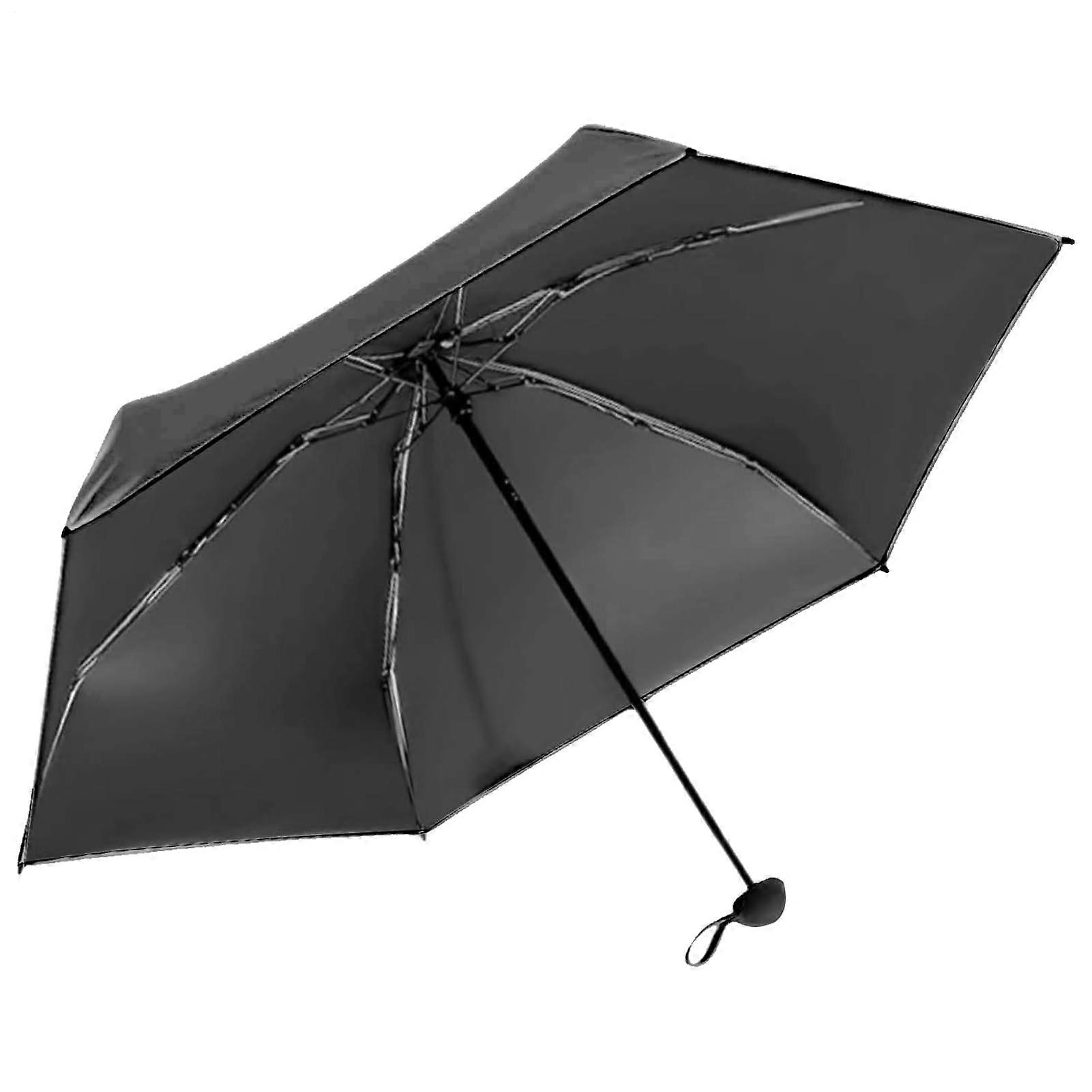 Generico Travel Umbrella  Foldable Compact with 6 Ribs Black