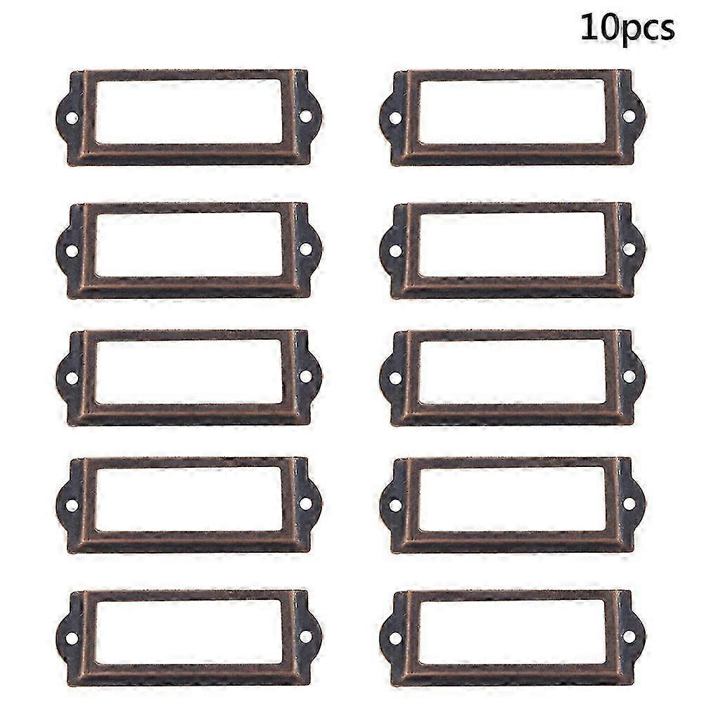 キャビネット引き出しボックスケース用10個アンティークラベルプルフレーム - レッドブロンズ
