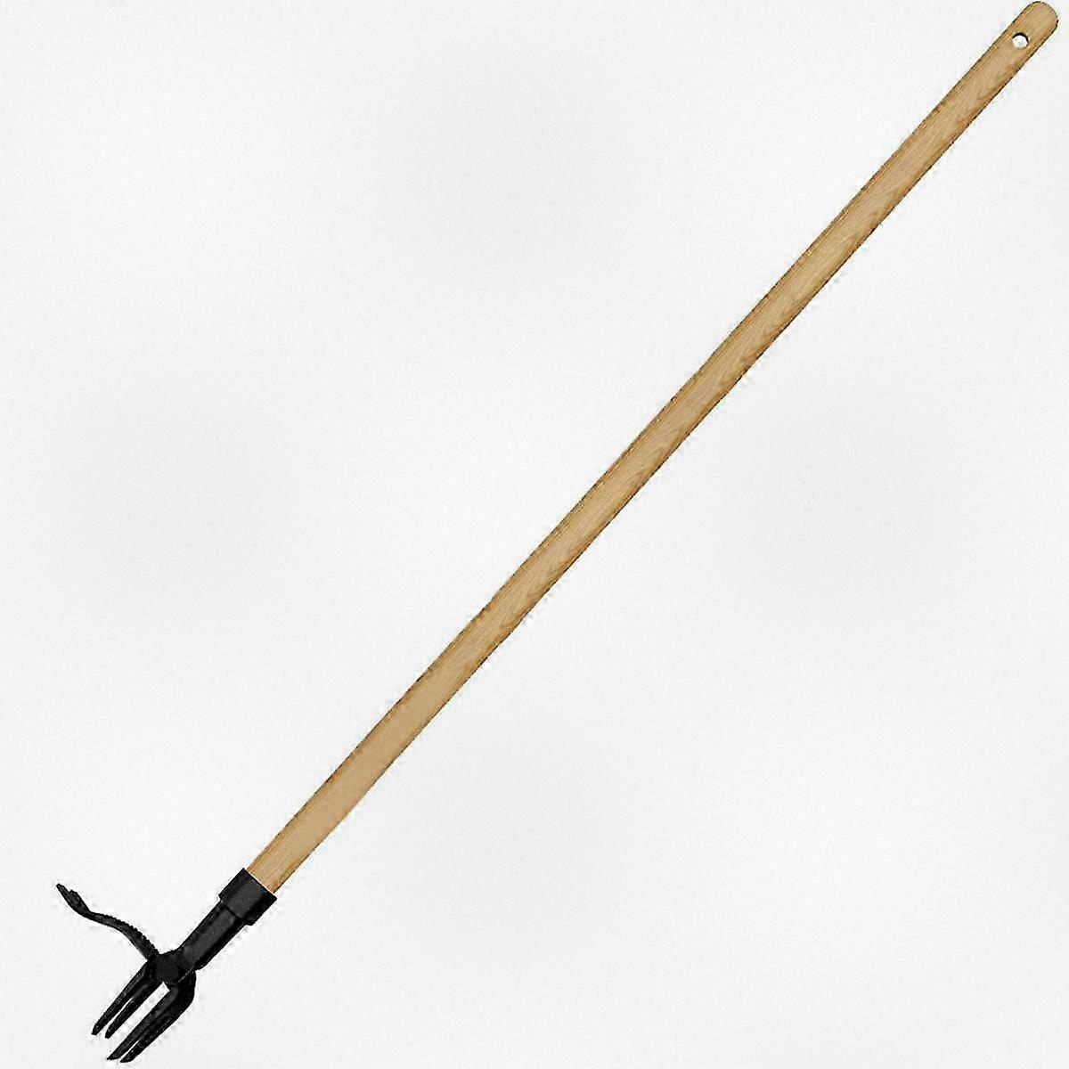 Stand Up Weed Puller Tool with Wooden Long Handle for Garden Care, Root Remover and Weed Remover for Lawn, Yard, and Outdoor Use Without Bending