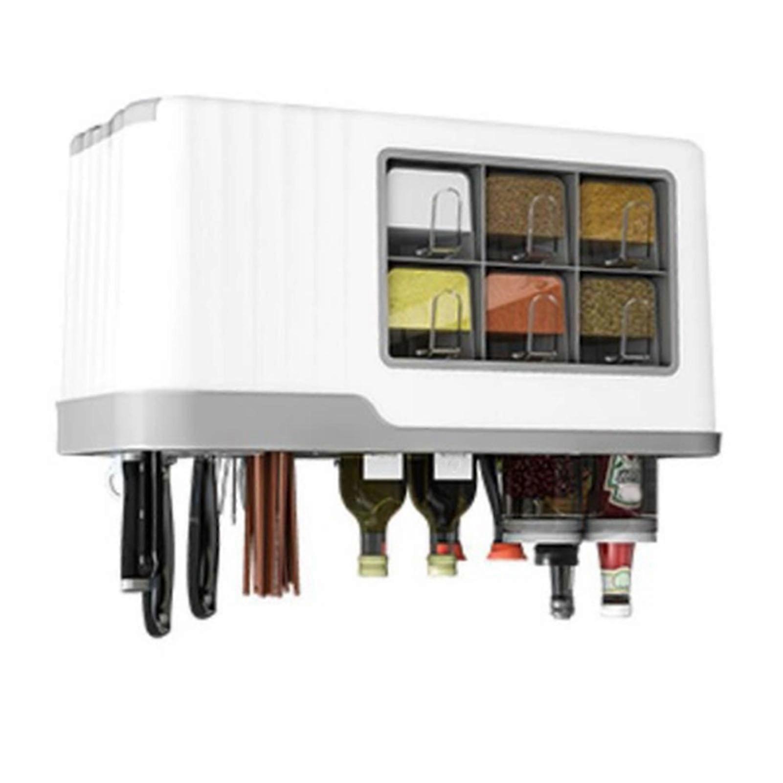 Space-Saving Plastic Seasoning Jar Storage Box for Kitchen Use