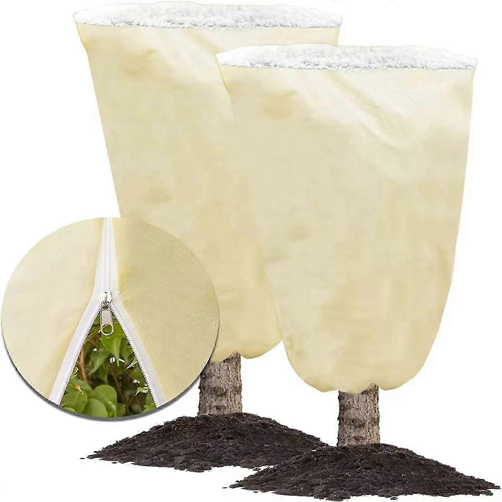 2pcs Plant Covers Freeze Protection Frost Blankets for Outdoor Plants, Winter Burlap Plant Covers with Drawstring & Zipper, Anti Frost & Anti Freeze X
