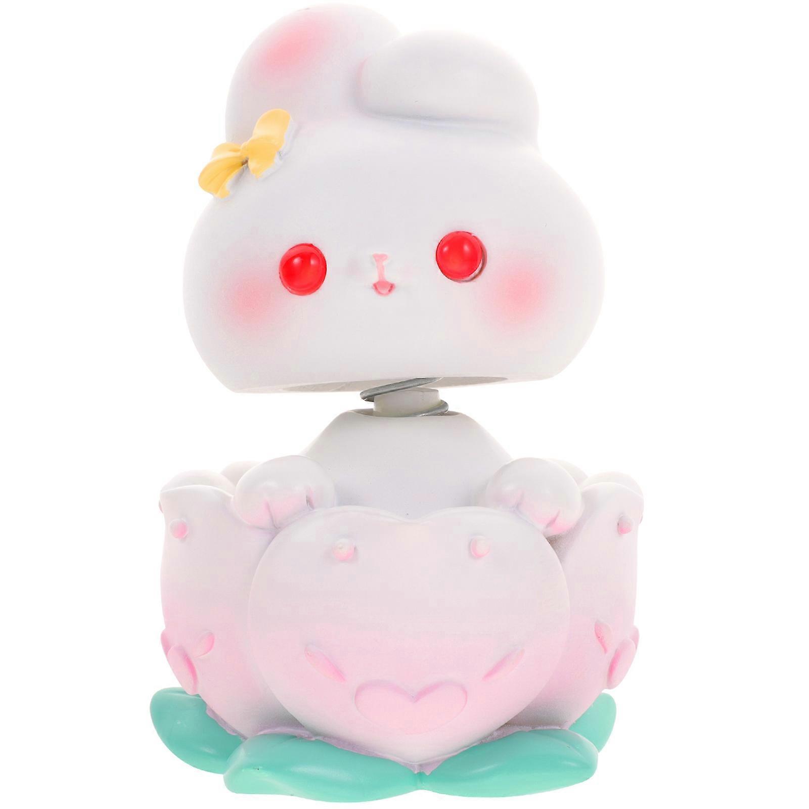 Creative Bunny Statue Resin Animal Statue Desktop Decor Shaking Head Bunny Shape 1Pcs