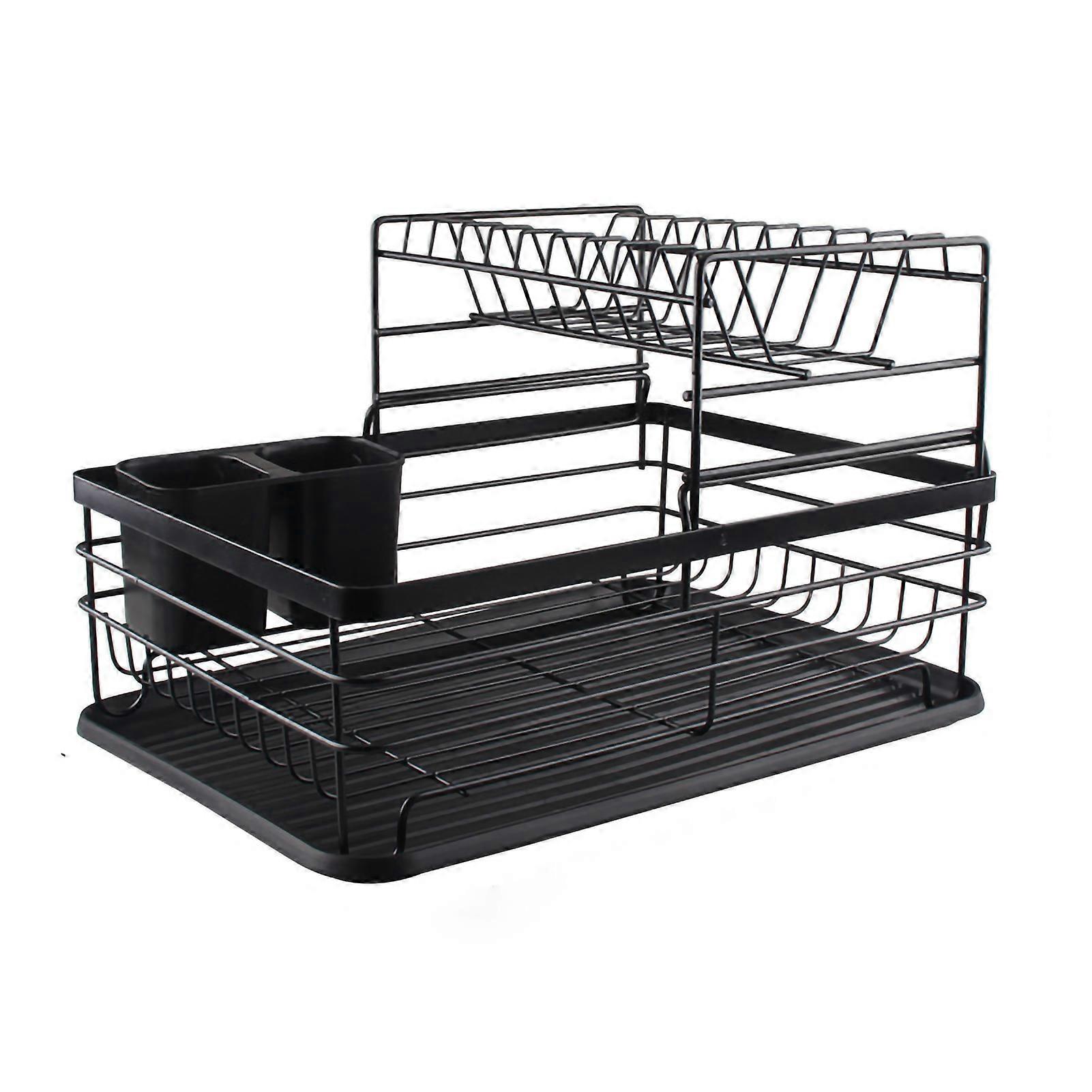 Tableware Shelf Simple Iron Double Layer Plate Bowl Tableware Drain Rack for Kitchren