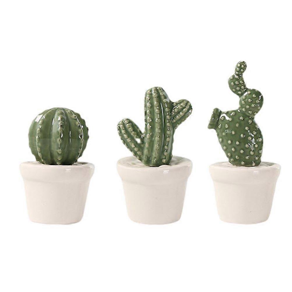 Artificial Cactus Plants Faux Plants Indoor Use Home Decoration Resin Cactus Shape 3Pcs