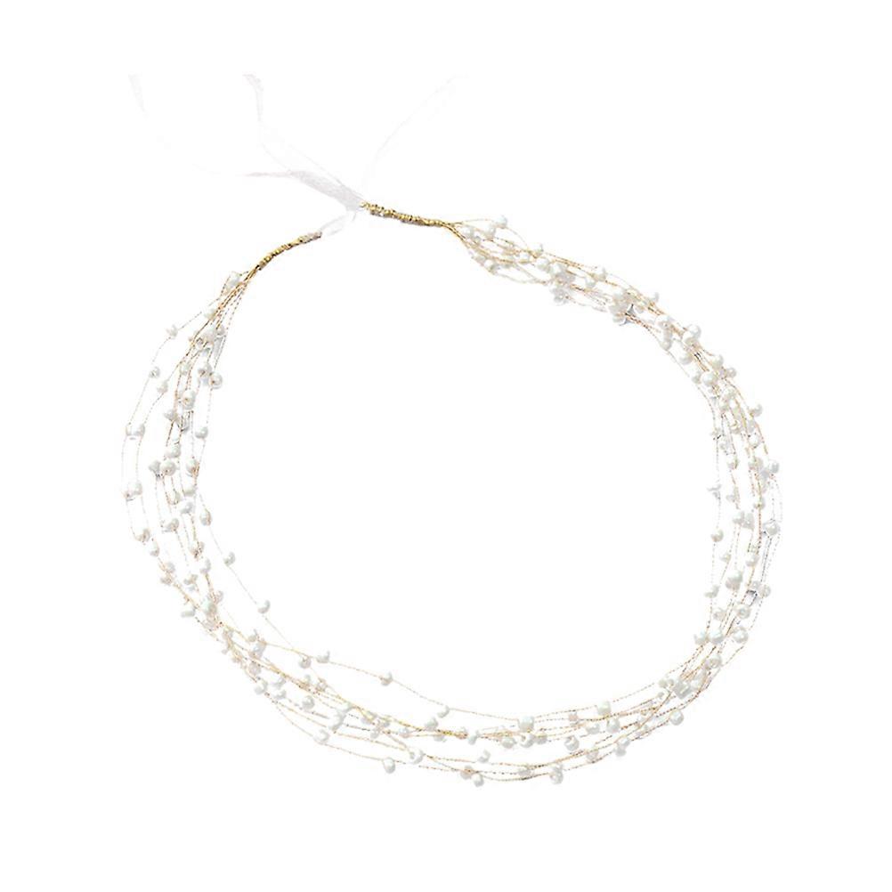 Wedding Headpiece Golden Pearl Headband Bridal Headpiece Shape-Adjustable Accessory for Decor