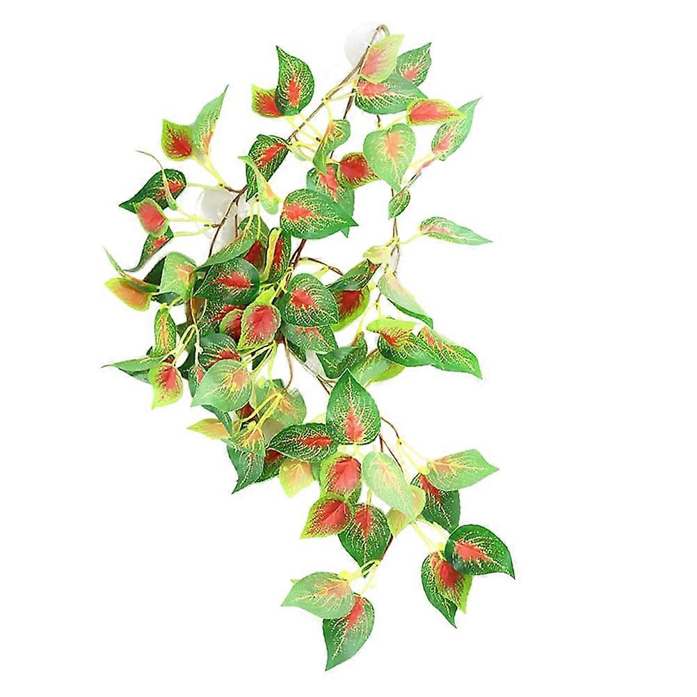 الزواحف قفص الديكور محاكاة المناظر الطبيعية الأليفة قفص الديكور تصميم واقعي يترك الأخضر 55X12CM مكان الاختباء للحيوانات الأليفة 1 مجموعة