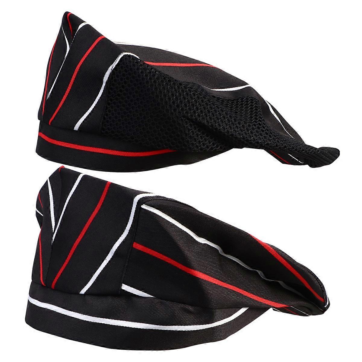 Food Service Working Caps Chili Cook Off Chef Hat Creative Chef Hat Black Stripe 2Pcs