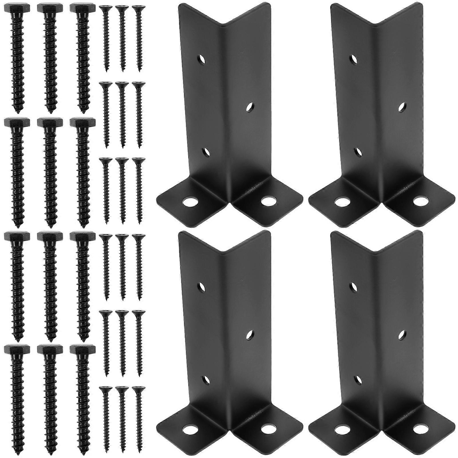 Deck Supports Railing Post Base Metal Bracket Mailbox Protection Square Shape Look 4Pcs