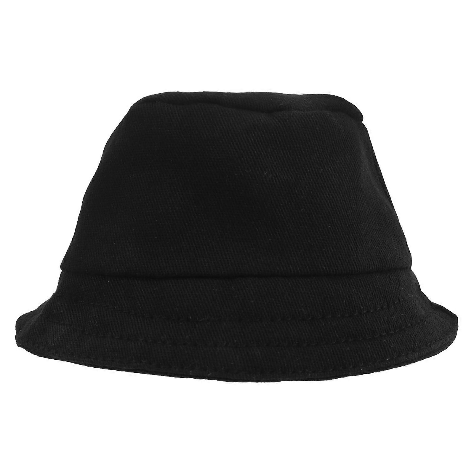 Cute Hat Mini Hat Ornament Dolls Birthday Party Decorative Round Brim Black 1Pack