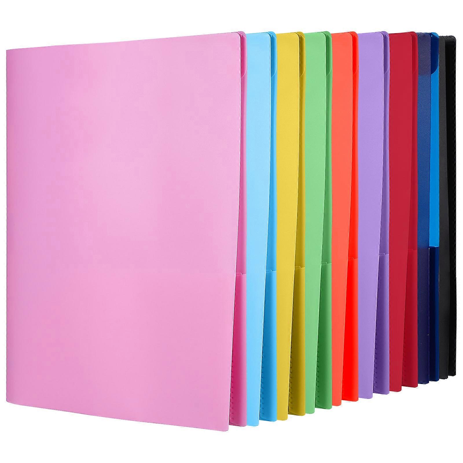 Plastic File Folder Set   9pcs Double Pocket Document Organizer for School & Office Use, Multi Color, Portable & Efficient Storage Solution
