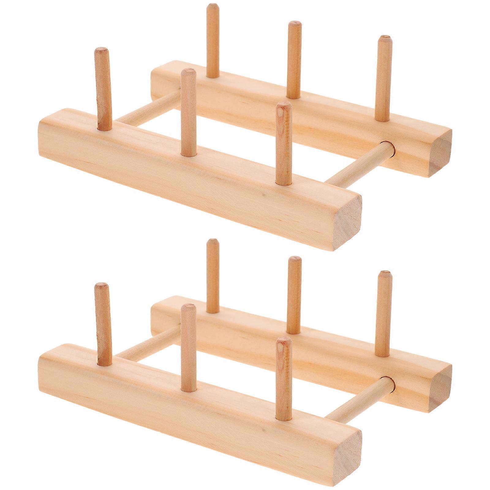 Yarn Holder Stand Wooden Yarn Dispenser For Crocheting Sewing Thread Organizer 14.2X9.6cm Khaki 2Pcs