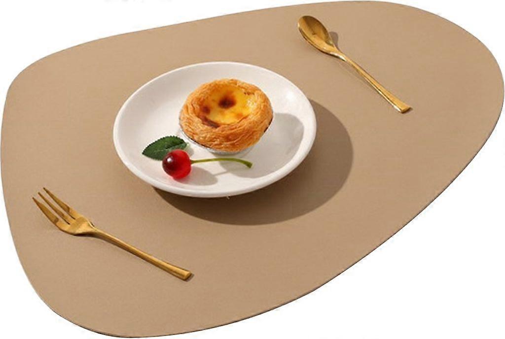 Tischset, waschbar rund doppelseitig rutschfest Tischset Leder Kunstleder Tischset Lederoptik Tischset (Apricot)