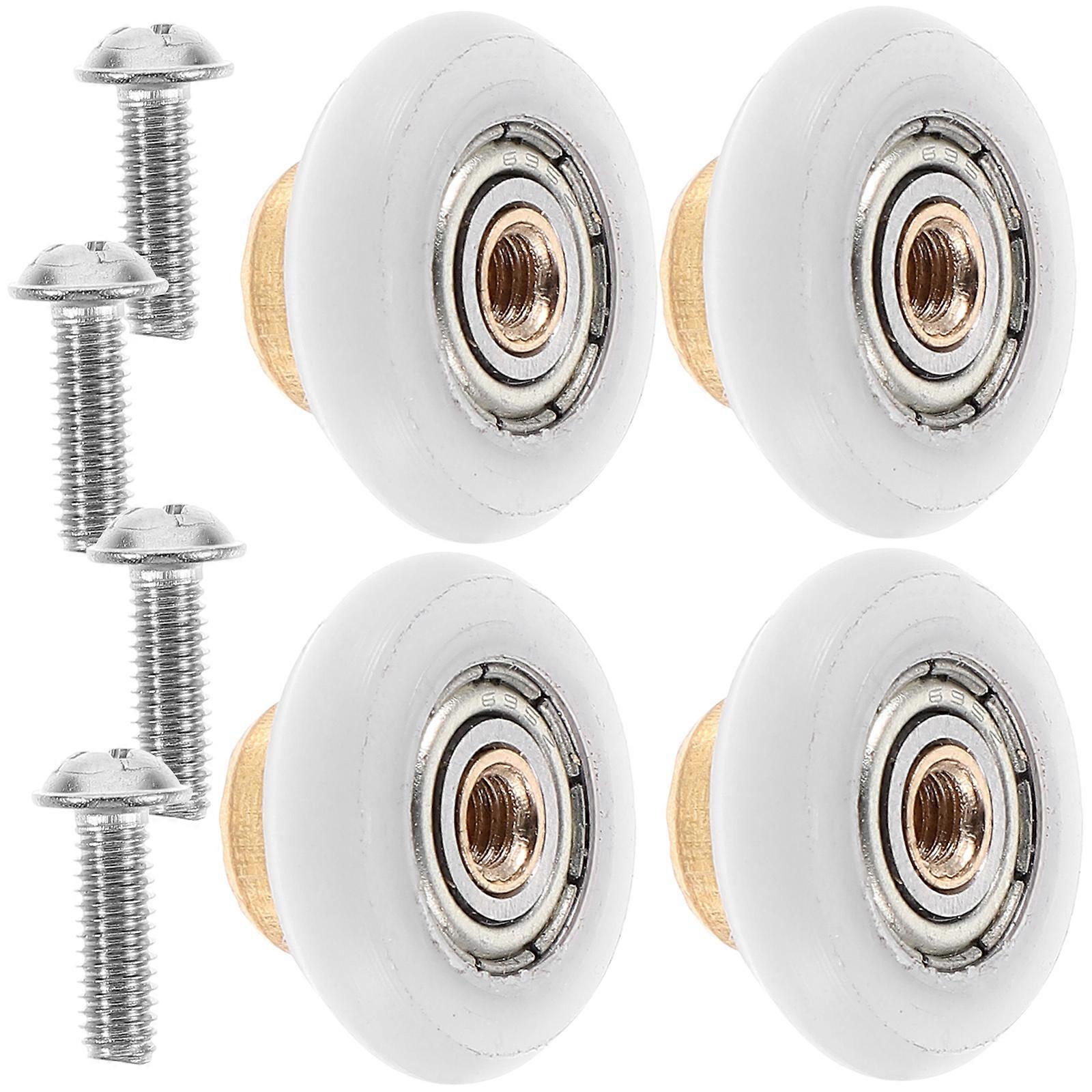 4pcs Shower Door Rollers Replacement for Glass Doors – Smooth Sliding Runners for Bathroom Shower Doors – Durable, Quiet Roller Wheels with Screws
