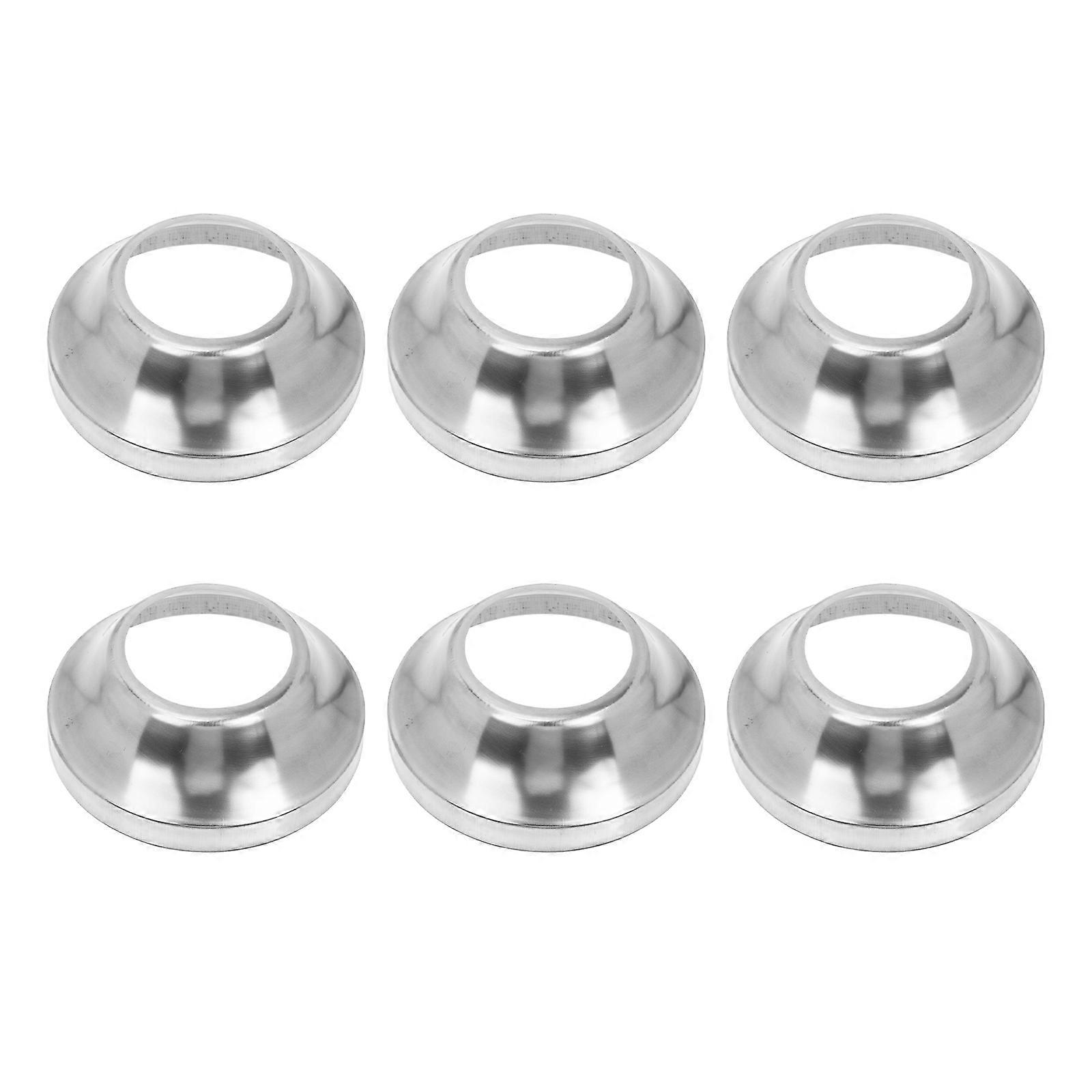 6pcs Railing Skirt Flange Post Base Cover, Polished Stainless Steel Support for Deck and Porch Handrails, Easy Installation, Safe and Convenient Use
