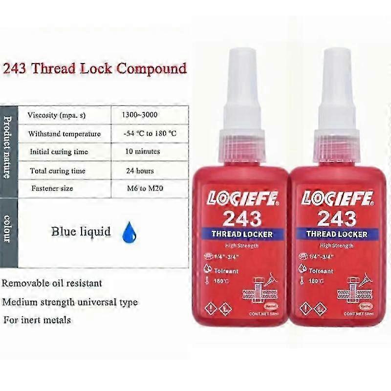 2x Threadlocker 222 242 243 290 Screw Adhesive Bearing Glue Quickly Cured Thread Locking Agent Screw