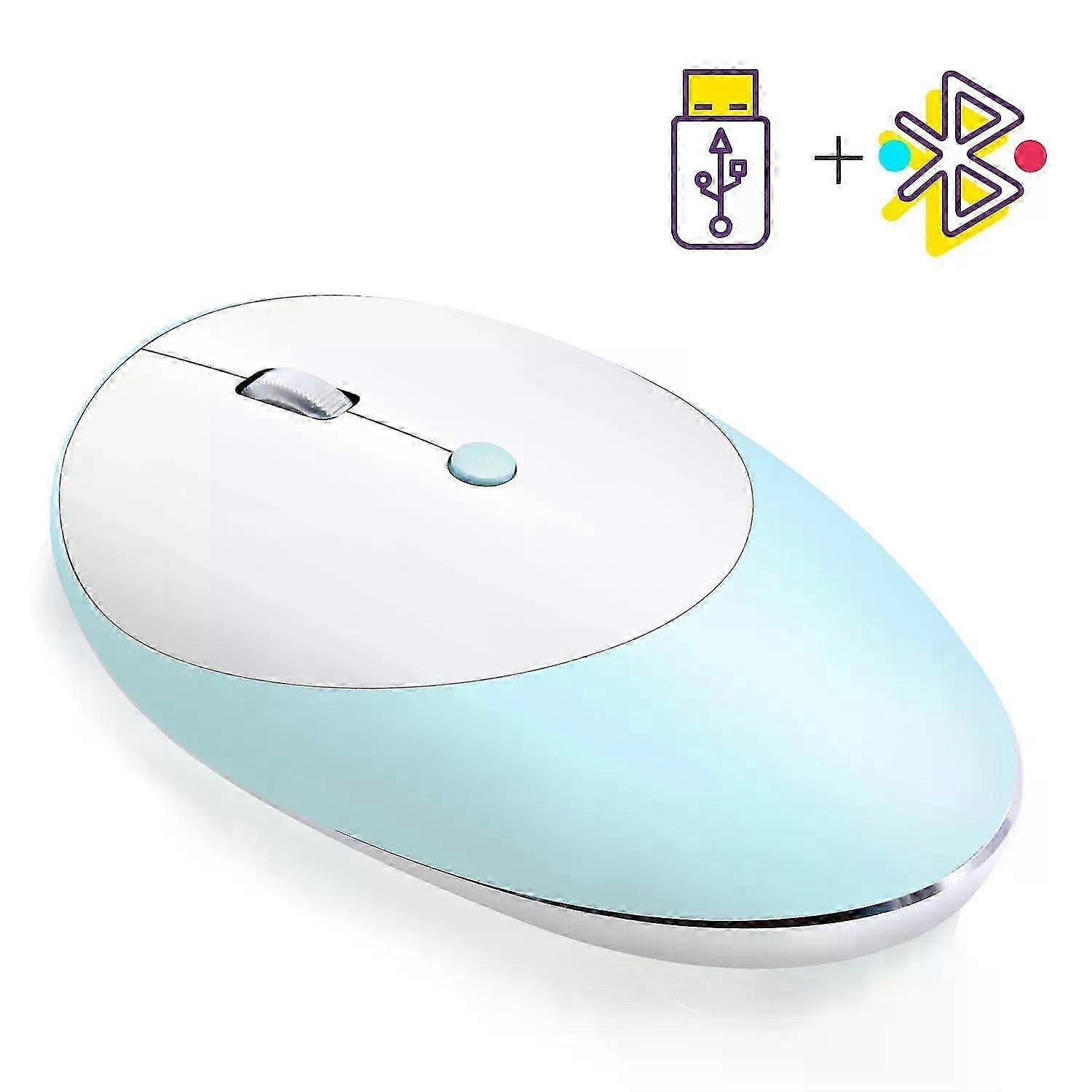 Wireless 2.4G Bluetooth Tri-mode Mouse with Mute Button, DPI Adjustable, Rechargeable for PC and Tablet
