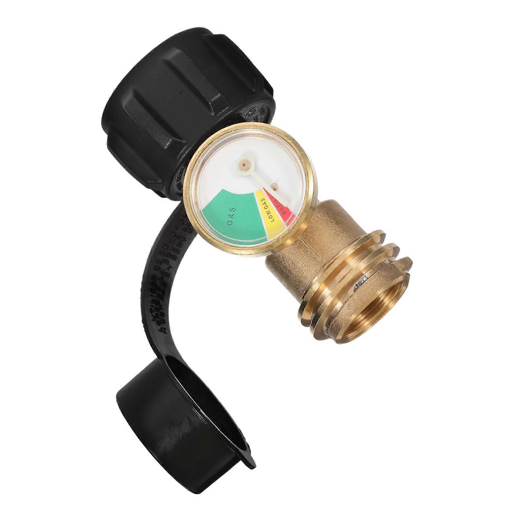 Propane Tank Adapter with Pressure Gauge Brass