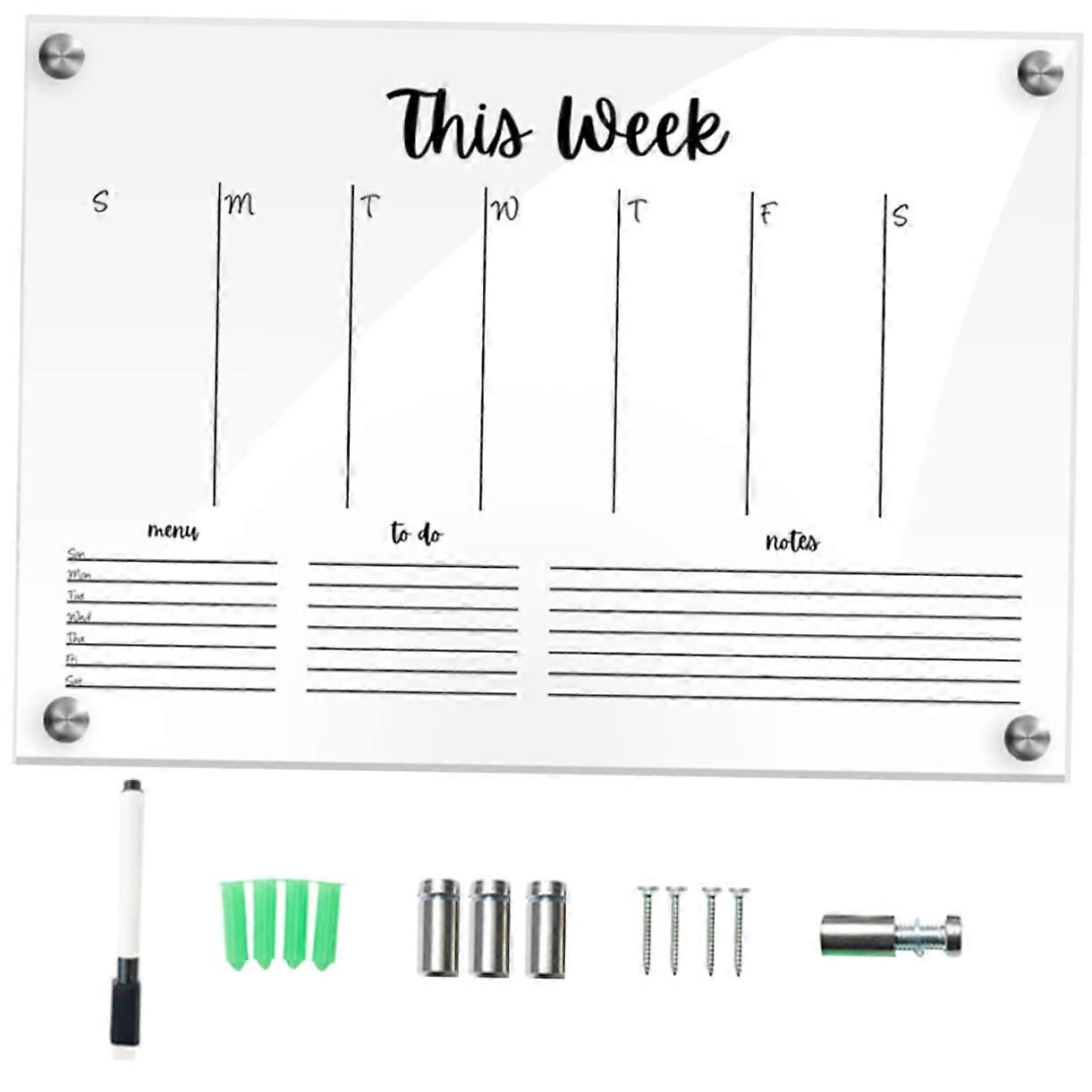 1Satz Creative Whiteboard Transparent Wipeable Message Board with Pen Versatile Wall Decoration Memo Board and Planner for Office and Home