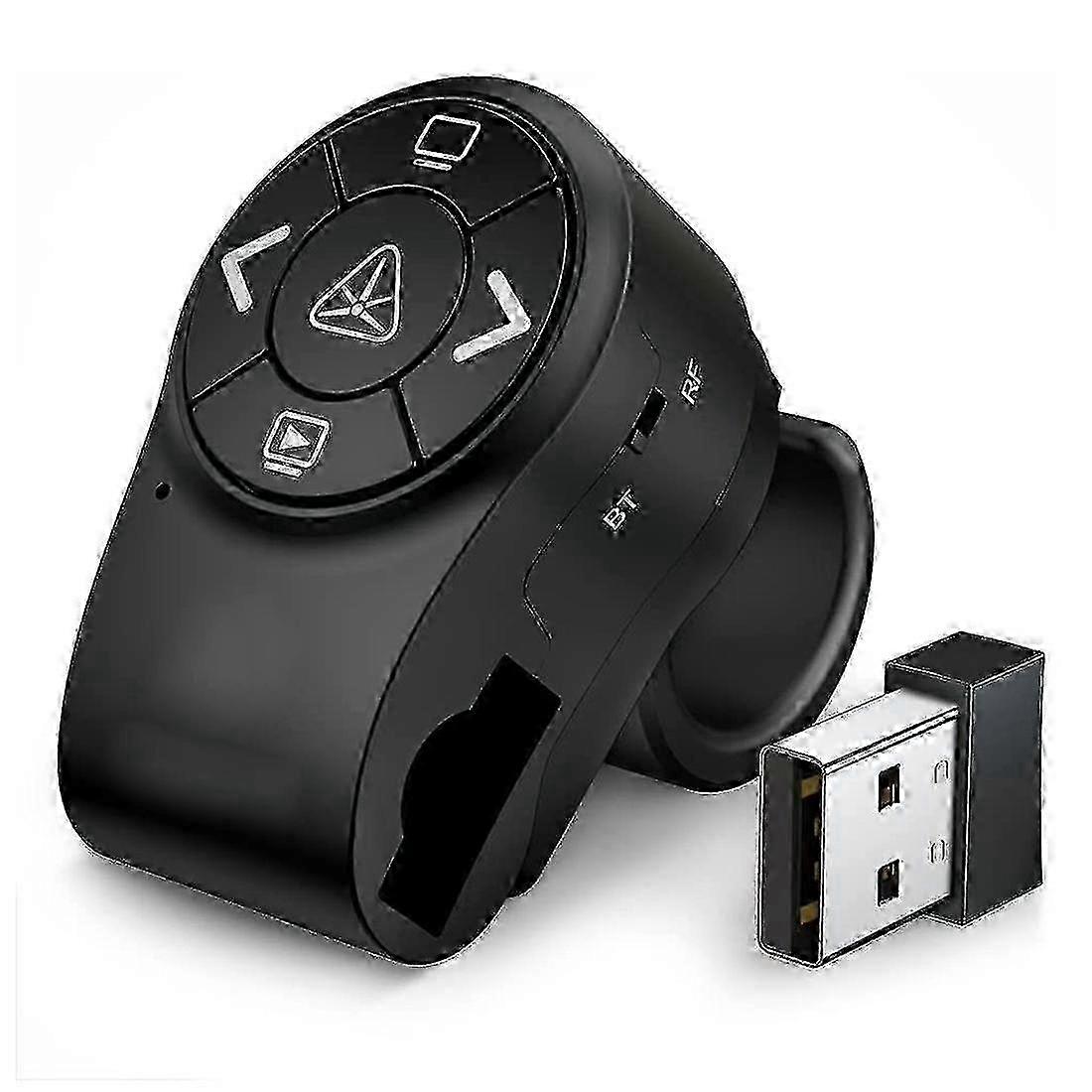 Wireless Bluetooth Presenter, 2.4GHz Presentation Clicker, Finger Ring Remote for Powerpoint Slides