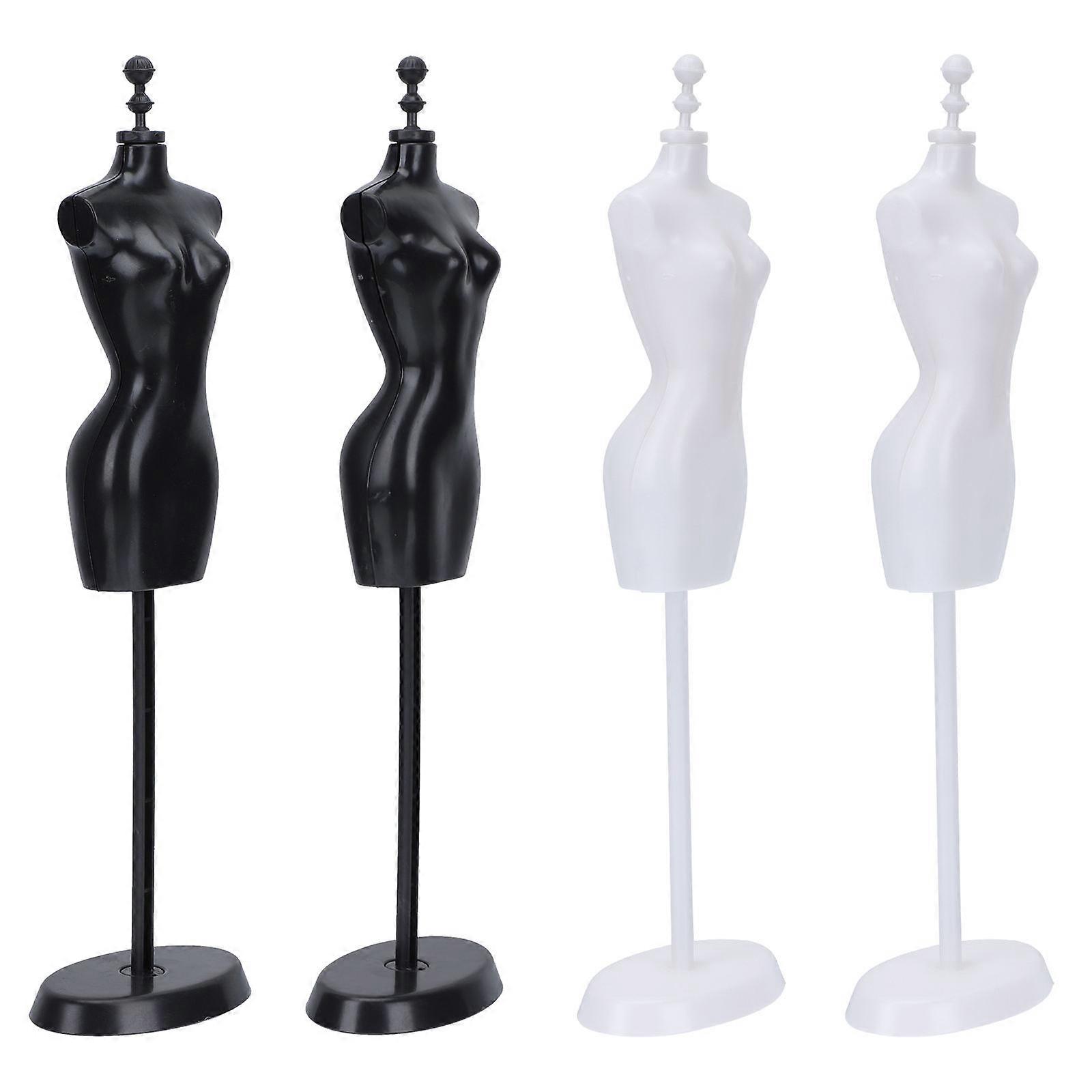 4Pcs Mini Doll Clothing Displaying Holder Plastic Mannequin Holder White