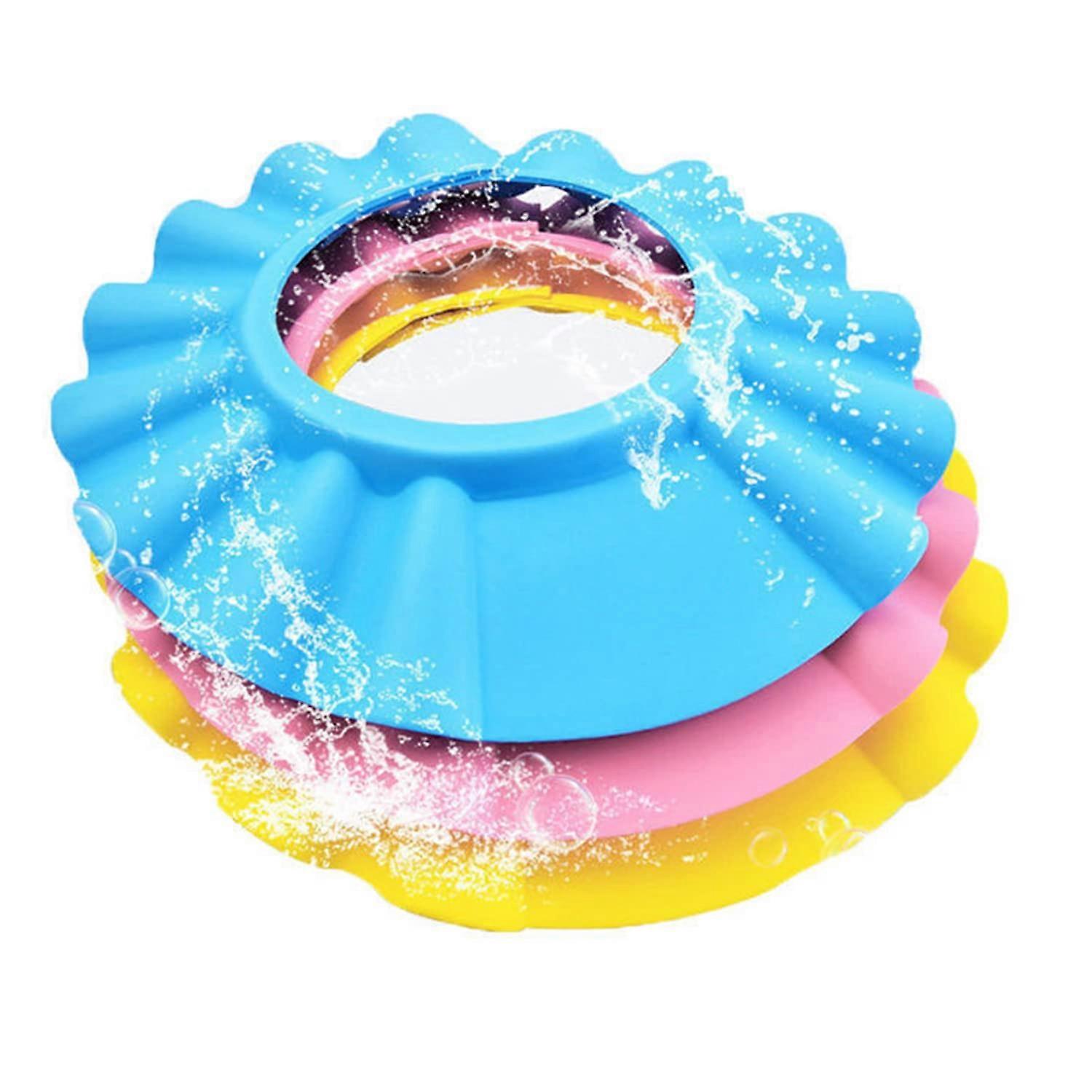 Pack of 3 Silicone Shower Caps for Babies, Adjustable Shampoo Protection