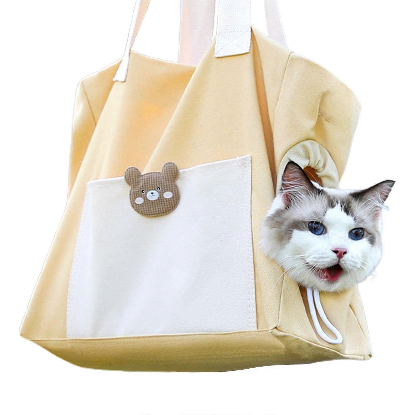 Cat Travel Bag, Breathable Carrier for Small Dogs with Drawstring Opening