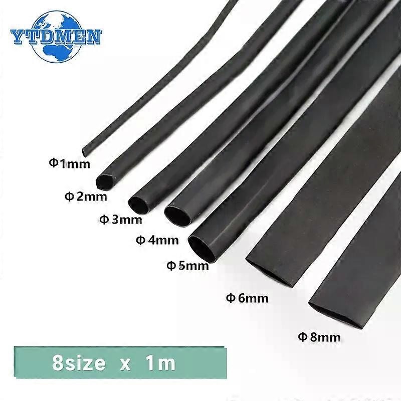 Stand 8 Meter/set Heat Shrink Tubing 1/2/3/4/5/6/8mm 2:1 Black Insulation Shrink Wrapping Heat Shrink for Cable DIY Connector Wire Kit