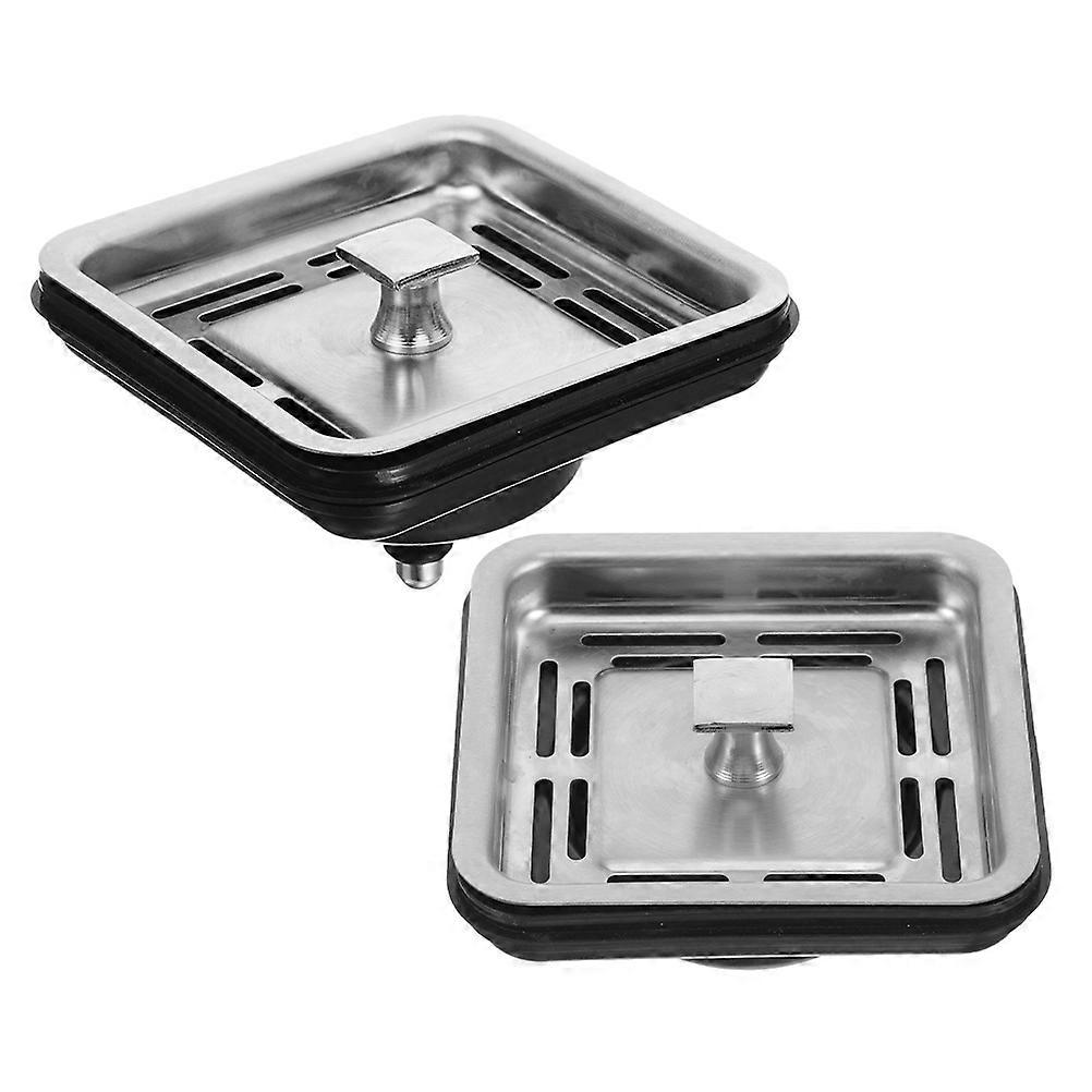 Kitchen Sink Drain Strainer Waste Disposer Filter Silver 8.50X8.50X5.50CM Overflow Prevention For Families 2Pack