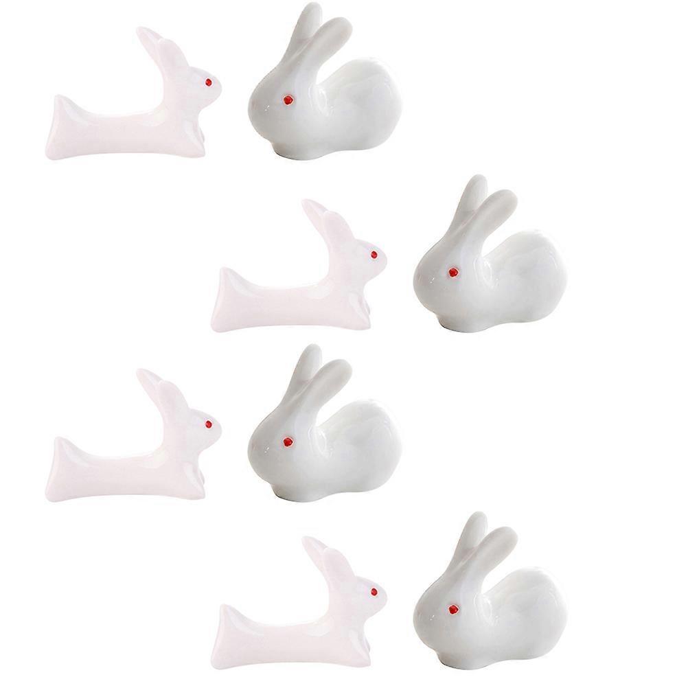 Ceramic Chopstick Rests Rabbit Shape Prevent Rolling Keep Clean Table Ornament 8Pcs Easter Decorations