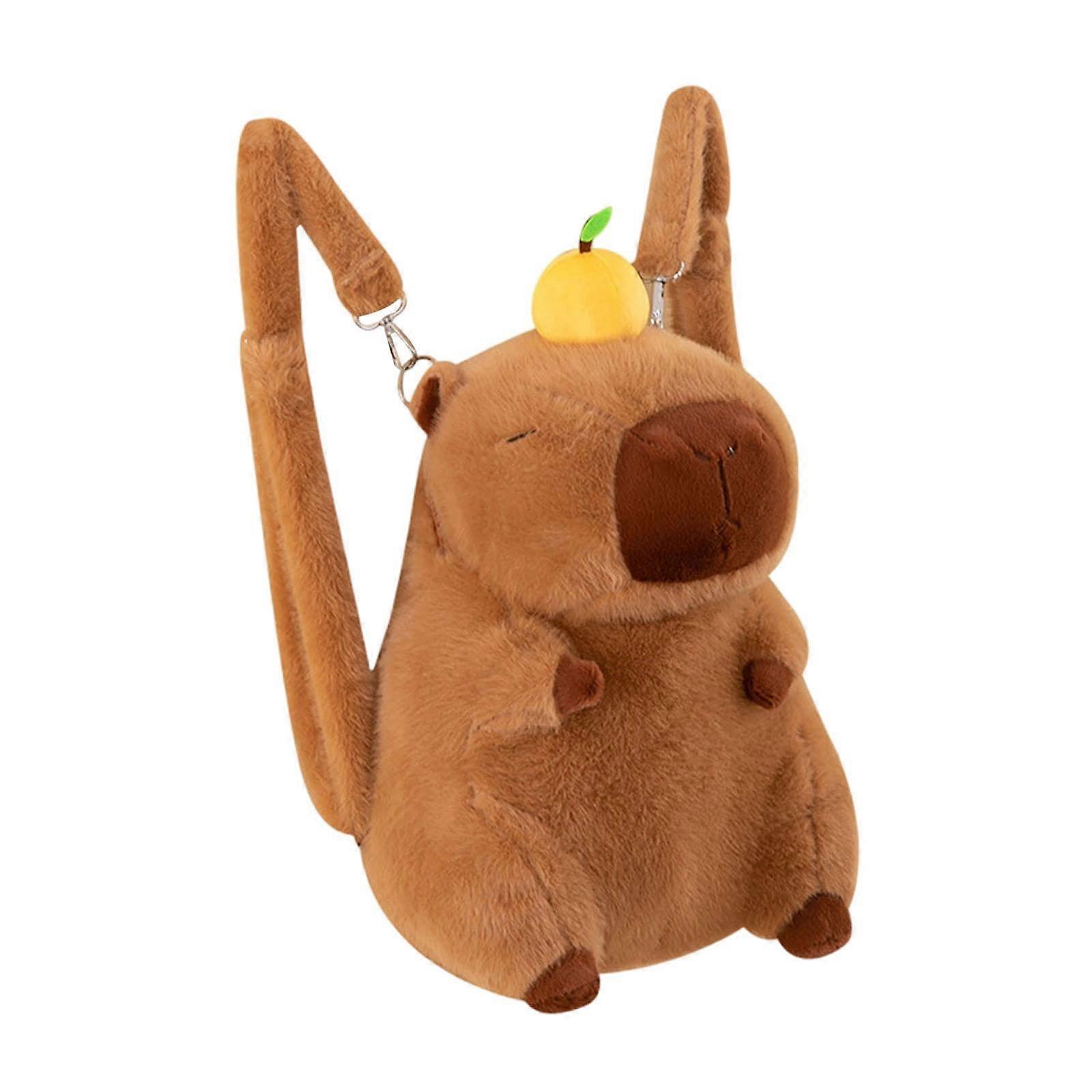 Plush Toy Backpack for Children, Cute Penguin and Capybara Designs, Soft Snack Bag for Travel, Mobile Phone, and Cosmetics