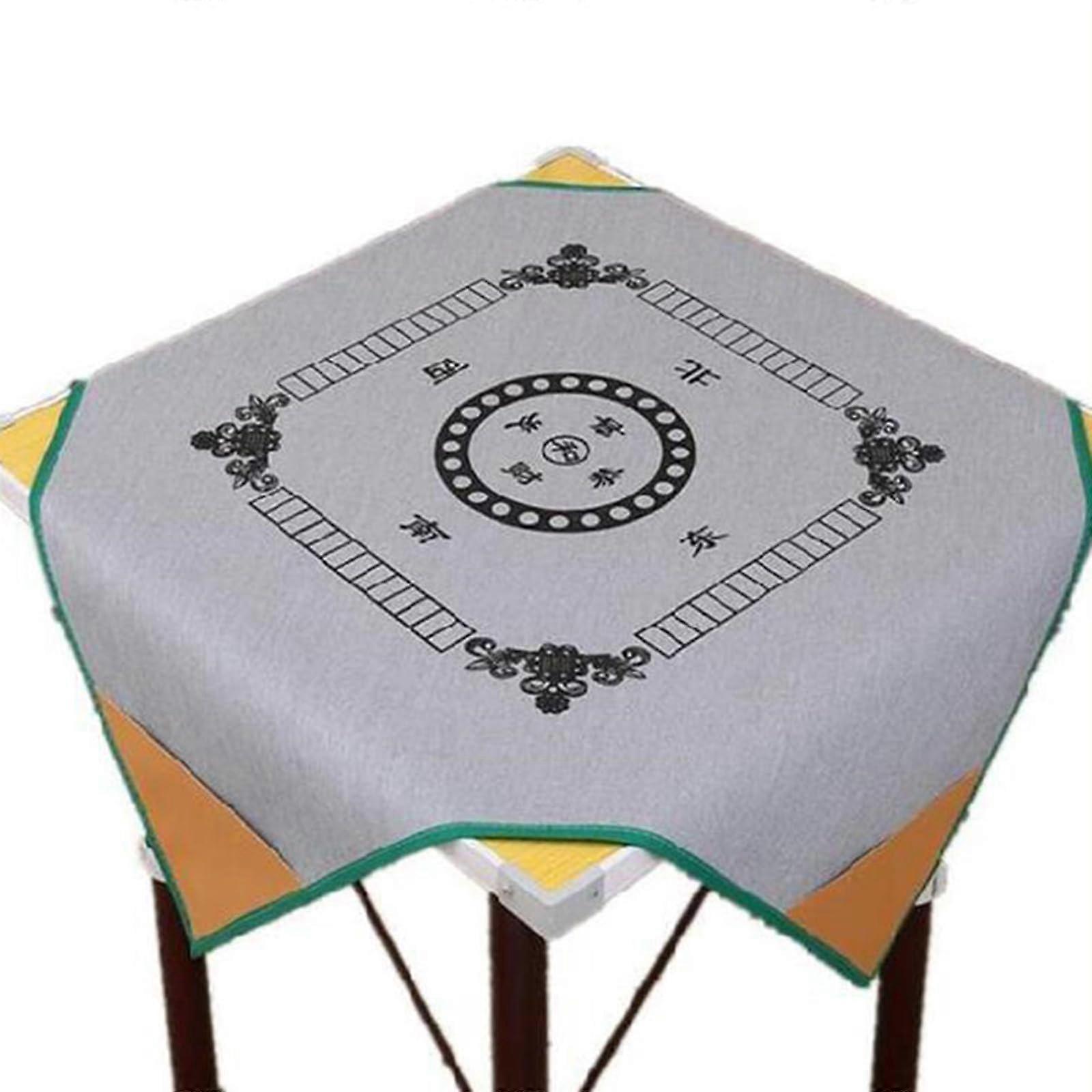 Gray, Portable Noise Reduction Mahjong Mat, NonSlip Card Game Tablecloth Mahjong Table Cover, 100X100cm