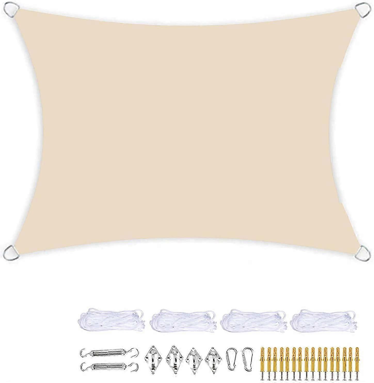 Premium White Rectangle Shade Sail with Free Rope and Mounting Kit for Gardens and Pools